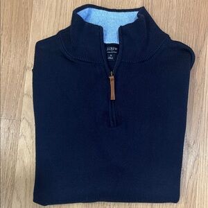 J. Crew Men's Navy Quater Zip-Up Sweater